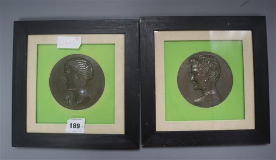 A pair of Victorian Dobbs embossed paper panels, watercolour painted by L. Winter 25 x 30cm